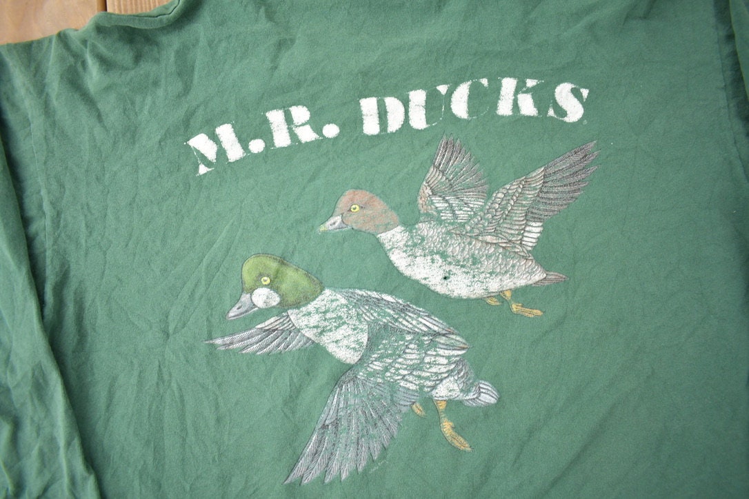 Vintage 1995 M.R. Ducks Single Stitch Graphic Long Sleeve T Shirt Made In USA Size XL