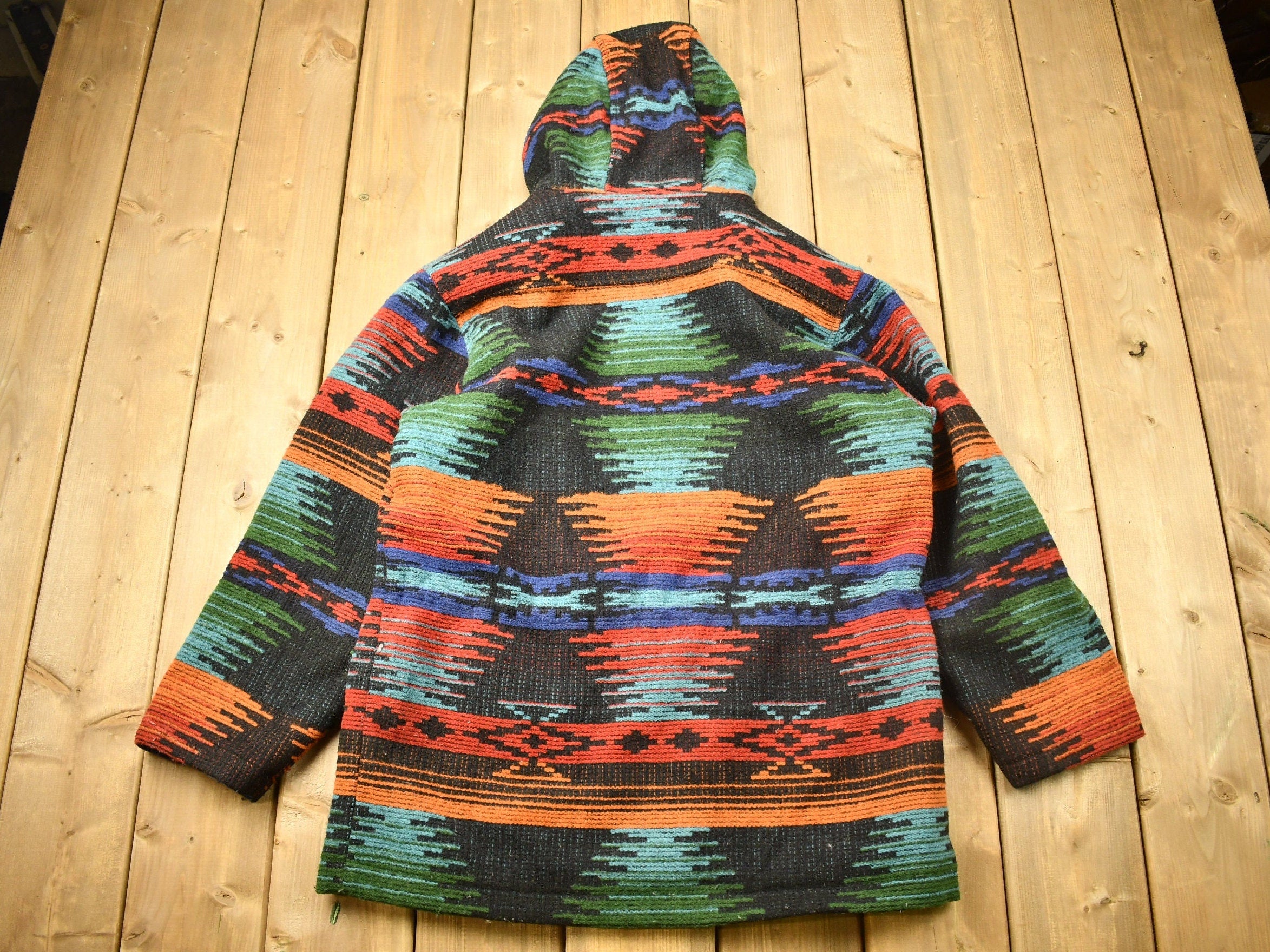 Vintage 1990s Woolrich Aztec Pattern Wool Shell Jacket