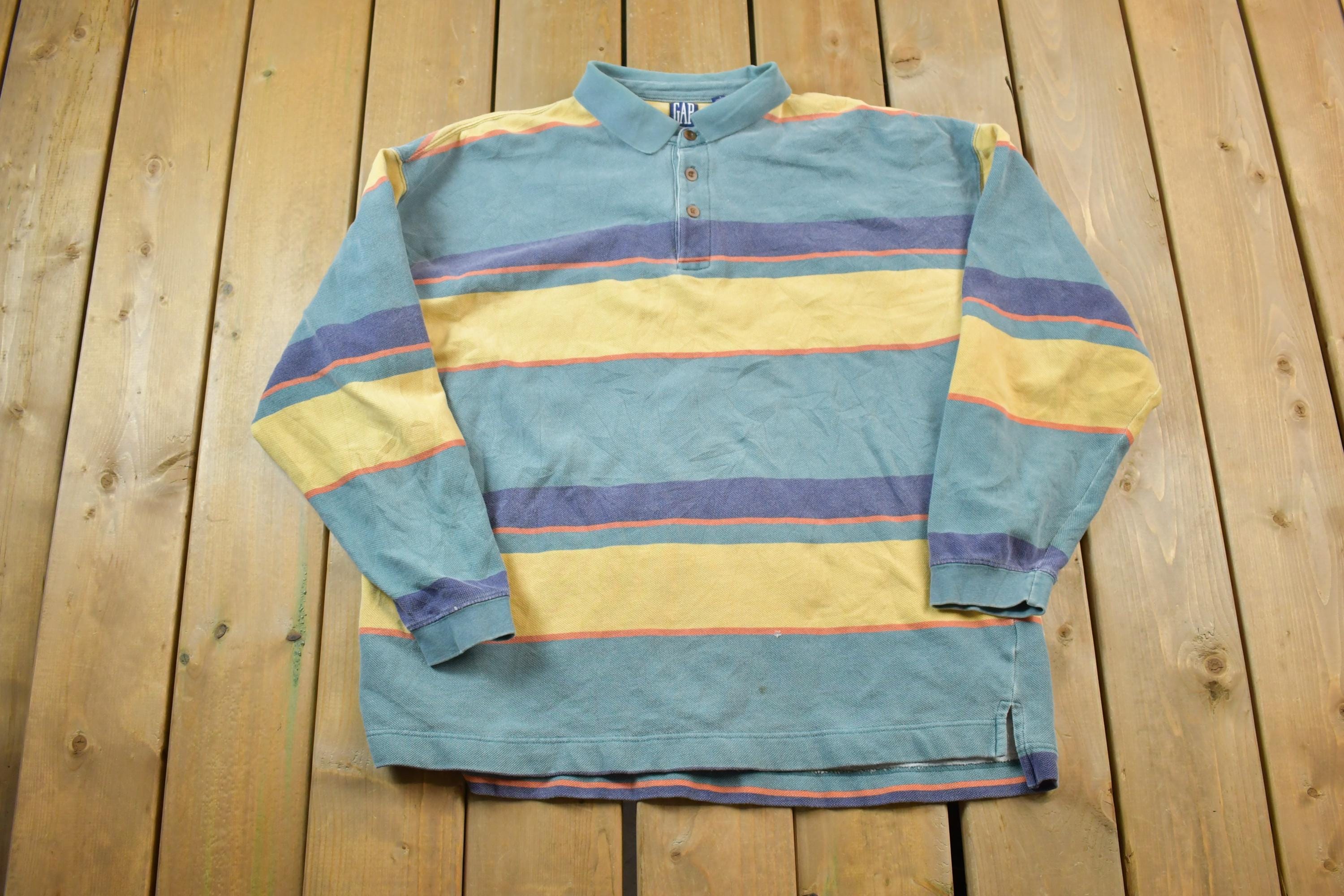 Vintage 1990s GAP Striped Quarter Button Up Shirt