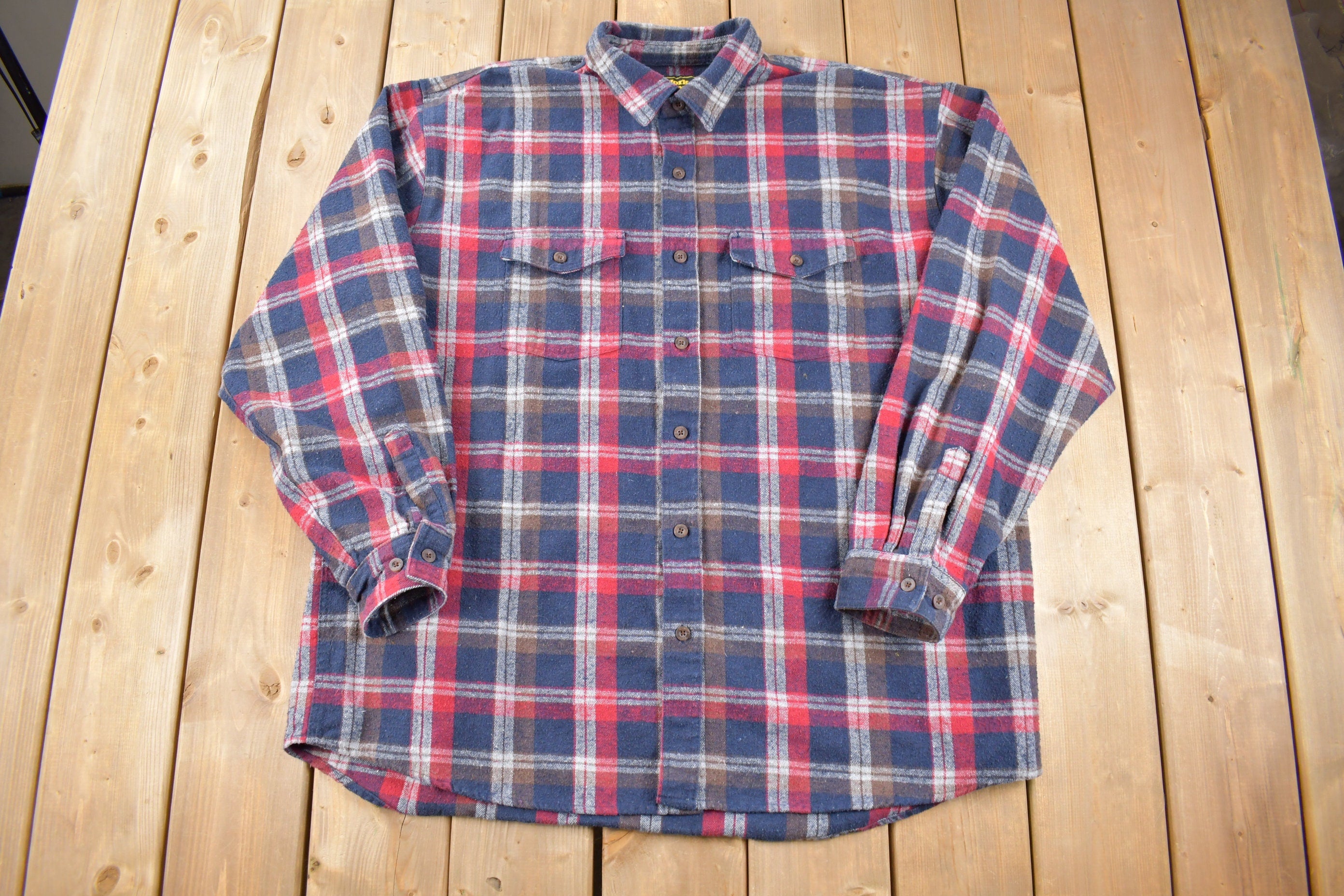Vintage 1990s Work N Sport Plaid Button Up Shirt