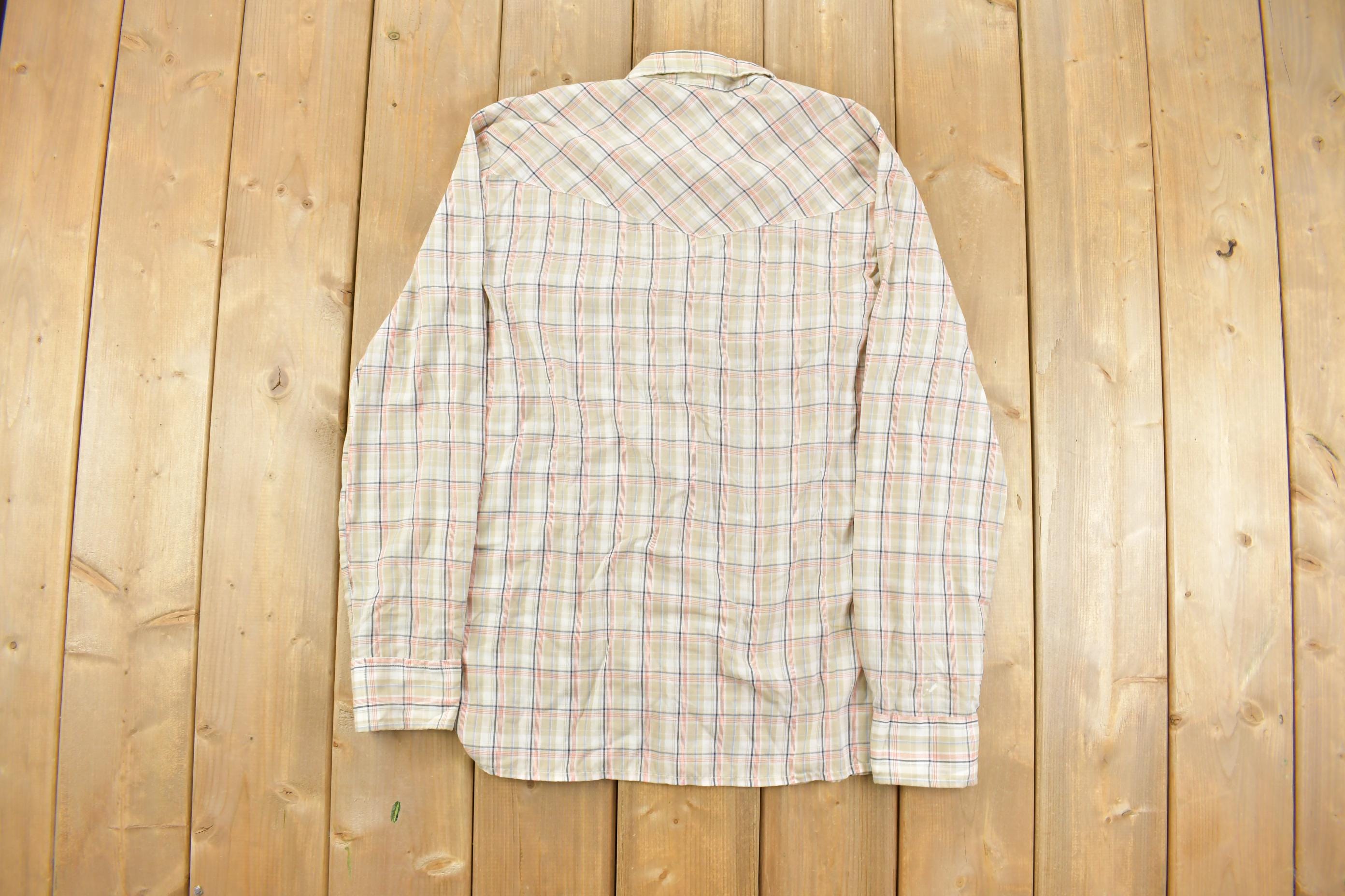 Vintage 1980s Wrangler Cowboy Plaid Button Up Shirt