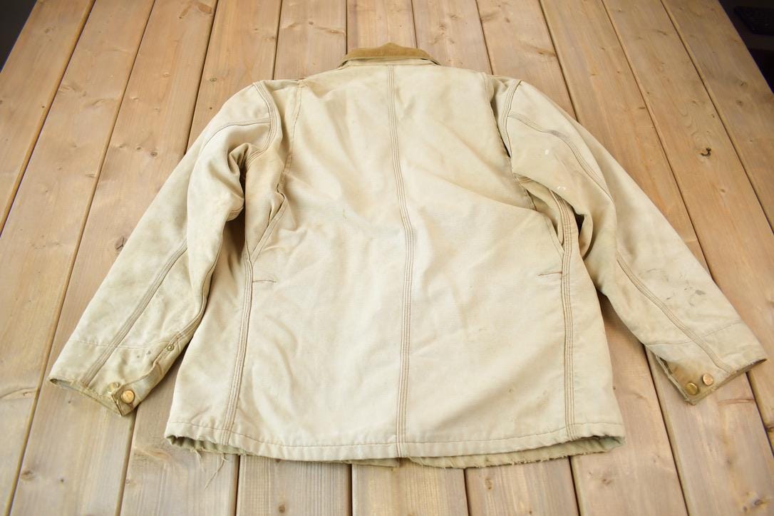 Vintage 1990s Carhartt Blanket Lined Button up Chore Coat Made In USA Size 40