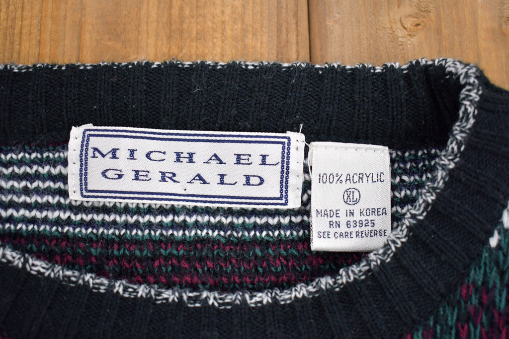 Vintage 1990s Michael Gerald Abstract Knitted Sweater