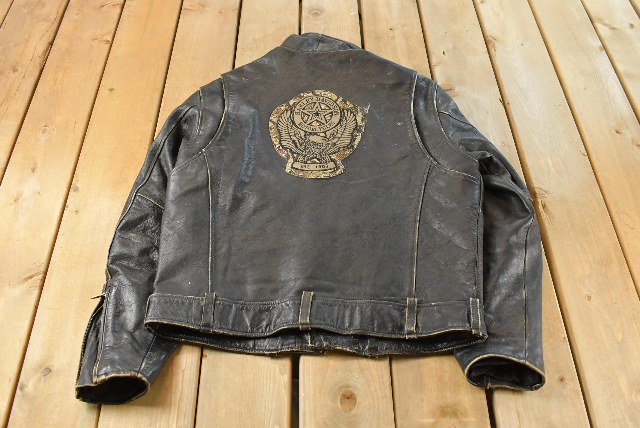 Vintage 1990s Harley Davidson Leather Motorcycle Jacket Women's Large