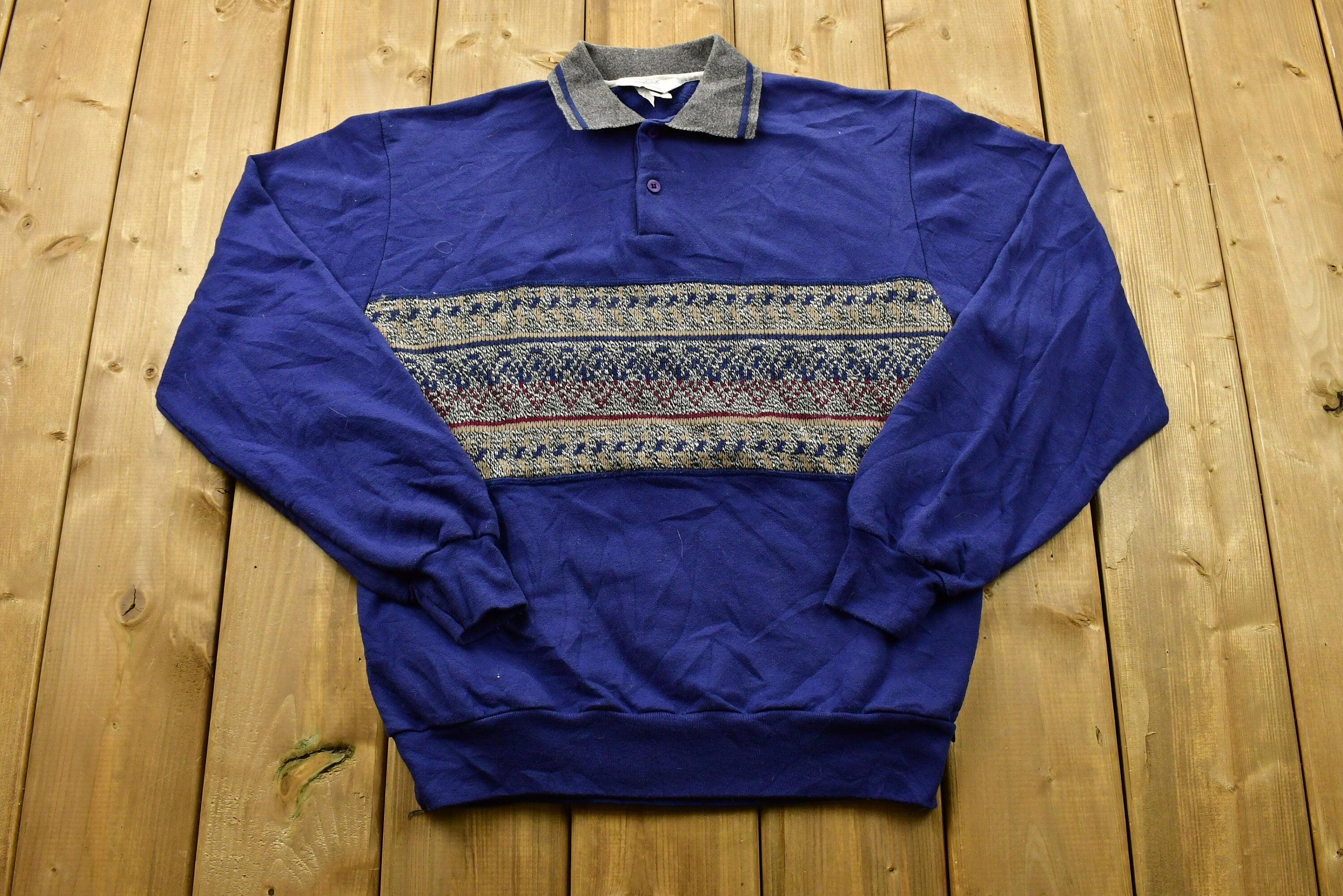 Vintage 90's Court Club Knitted Patch Sweater