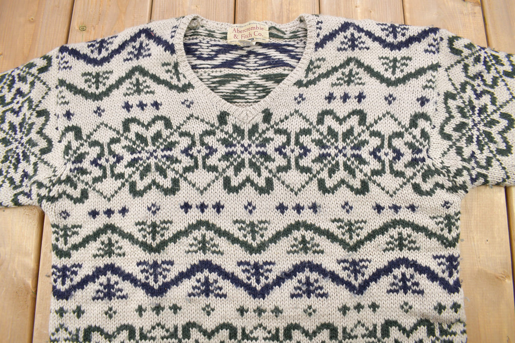 Vintage 1990s Abercrombie & Fitch Co Wool Knitted Crewneck Sweater