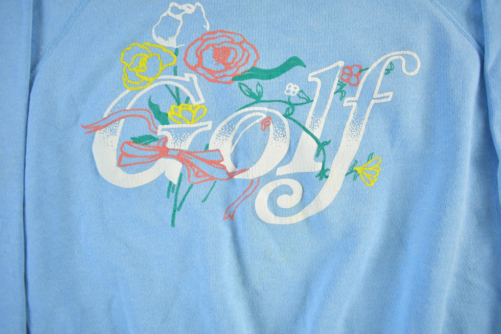 Vintage 1990s Golf Floral Crewneck Sweatshirt Men's Small / 90s Raglan Crewneck / Vintage Sportswear