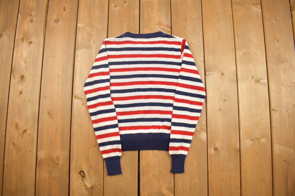 Vintage 1980s Womens Pant-her Striped Crewneck Sweatshirt