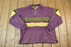 Vintage 1990s Cherokee Quarter Zip Striped Minnesota Crewneck Sweatshirt