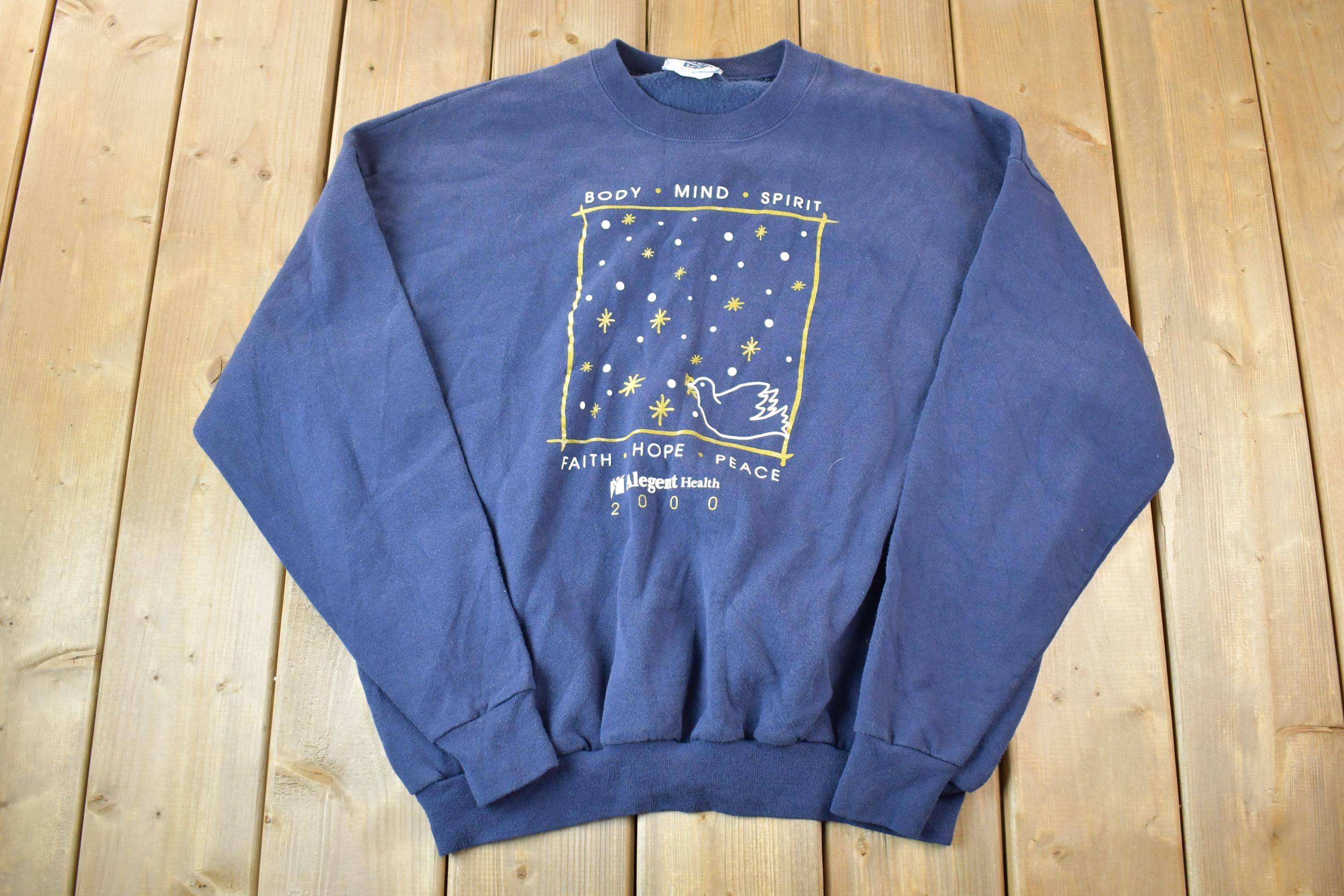 Vintage 1990s Body Mind Spirit Dove And Stars Crewneck Sweatshirt