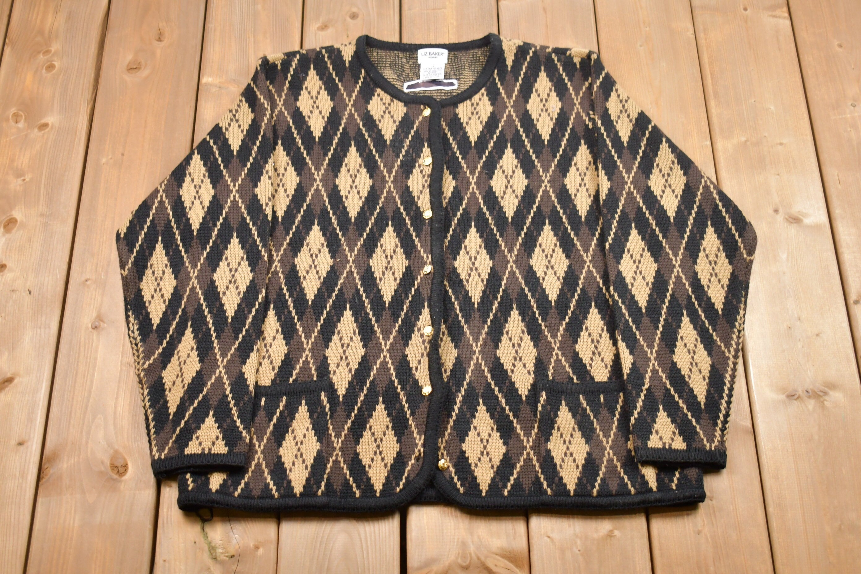 Vintage 1990s Liz Baker Button Up Cardigan Sweater