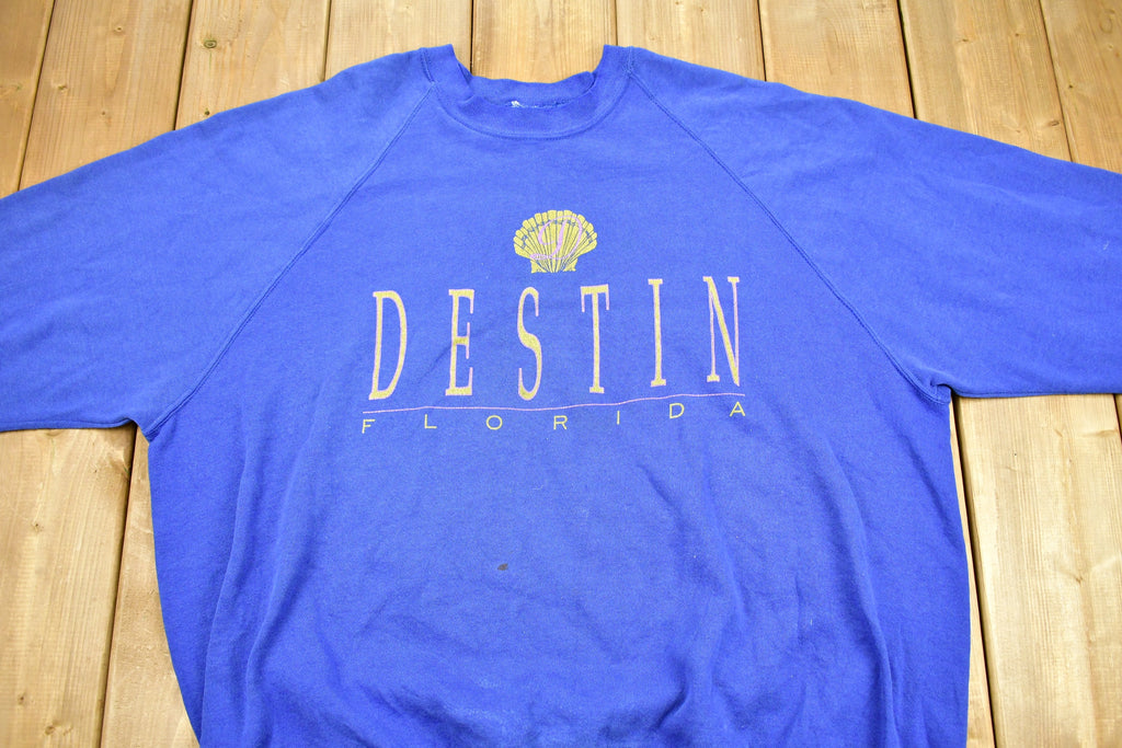 Vintage 1980s Destin Florida Raglan Cut Crewneck Sweatshirt