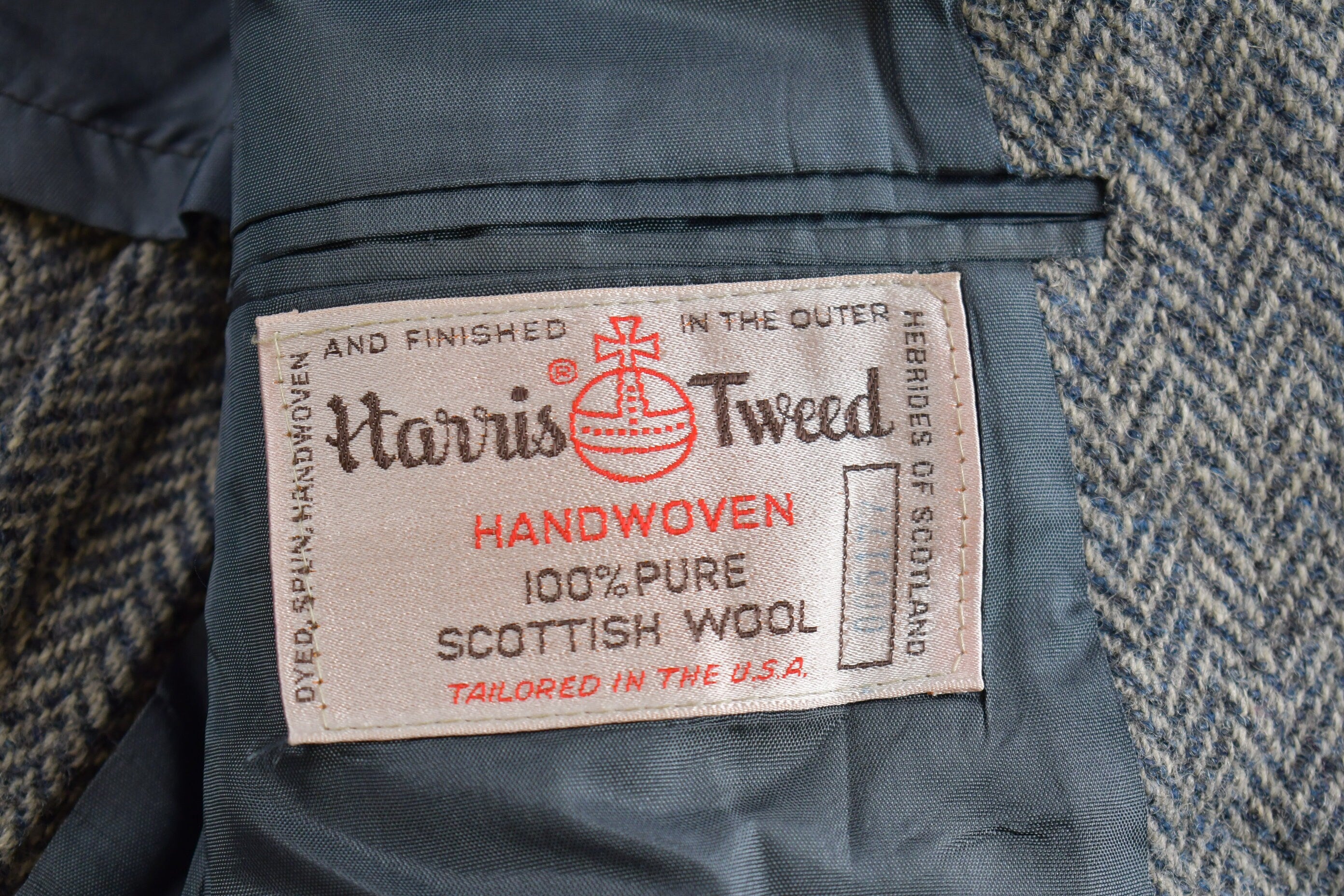 Vintage 1980s Harris Tweed Herringbone Blazer Button Up Shirt