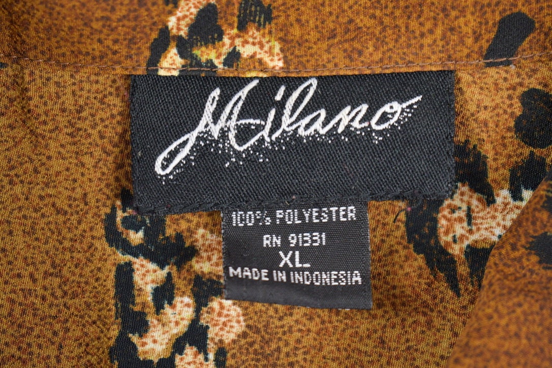 Vintage 1990s Milano Button Up / Abstract Pattern Print / Vintage Button Up / Streetwear Fashion /