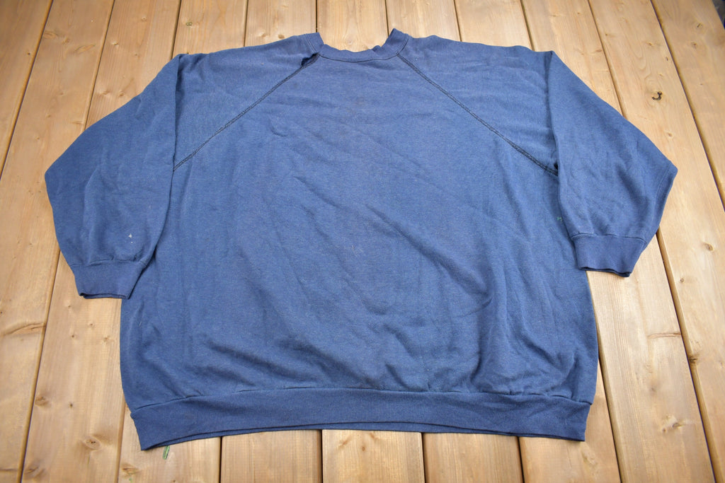 Vintage 1980s Distressed Blank Raglan Crewneck Sweatshirt