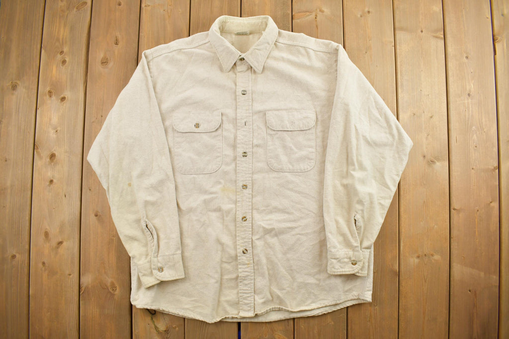 Vintage 1990s Blank Tan Five Brother Button Up Shirt