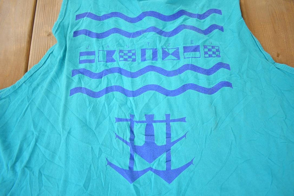 Vintage 1990s Nautical Theme Of The Loom Tank Top Made In USA