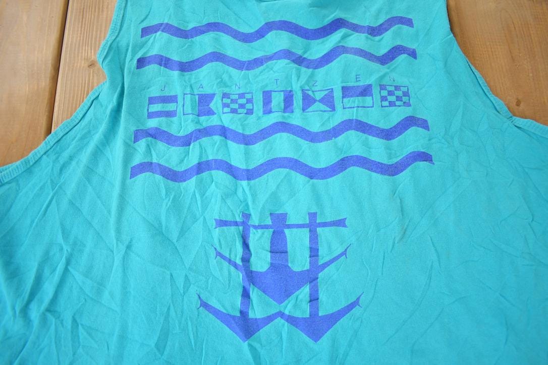 Vintage 1990s Nautical Theme Of The Loom Tank Top Made In USA