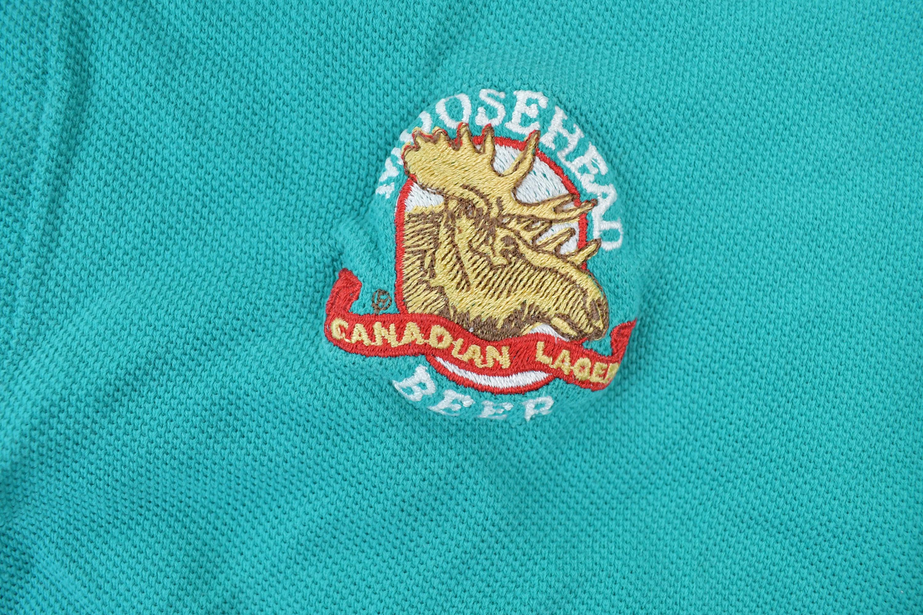 Vintage 1990s Moosehead Canadian Lager Quarter Button Collared Sweatshirt