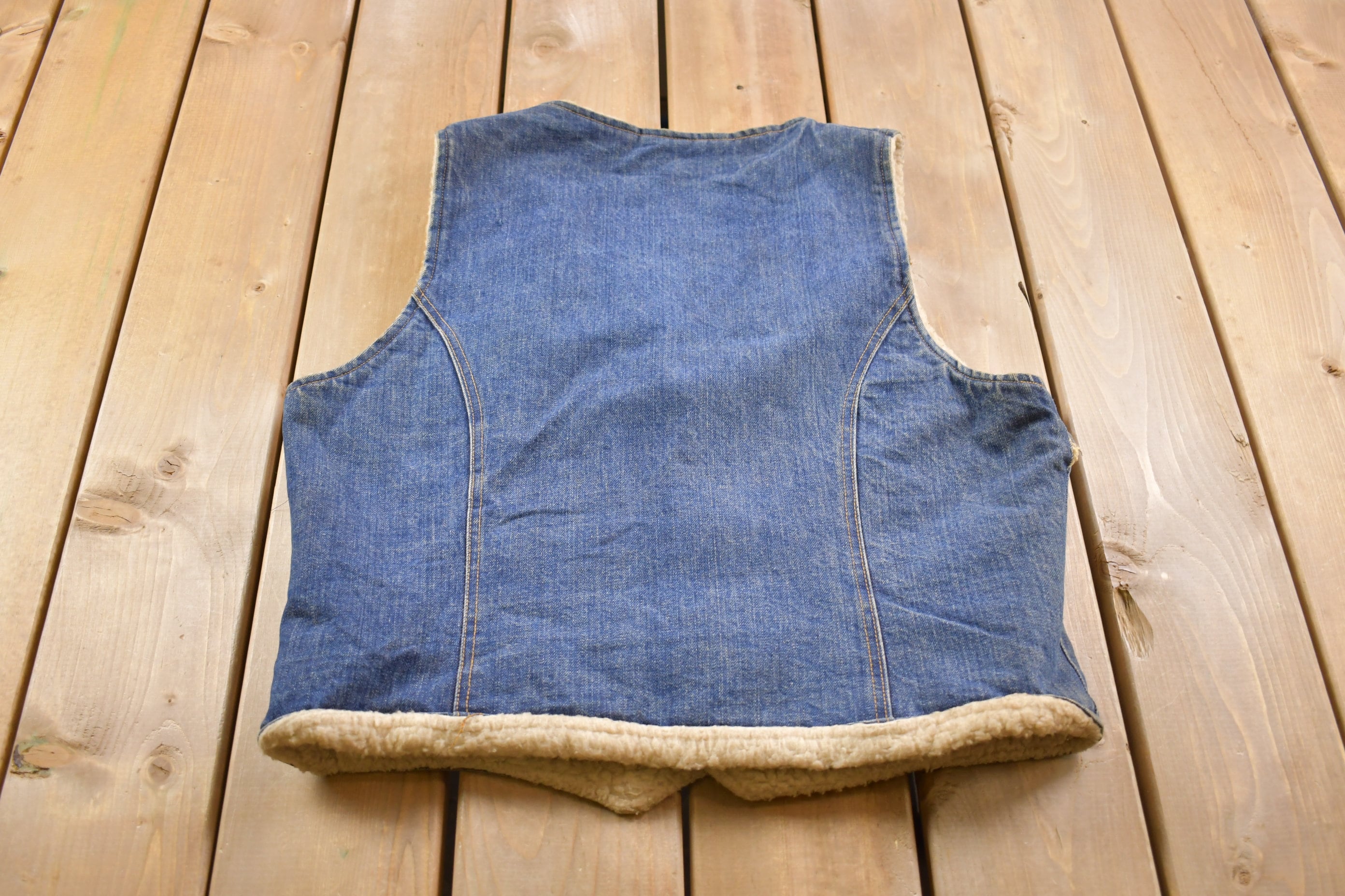 Vintage 1990s Denim Sherpa Lined Vest