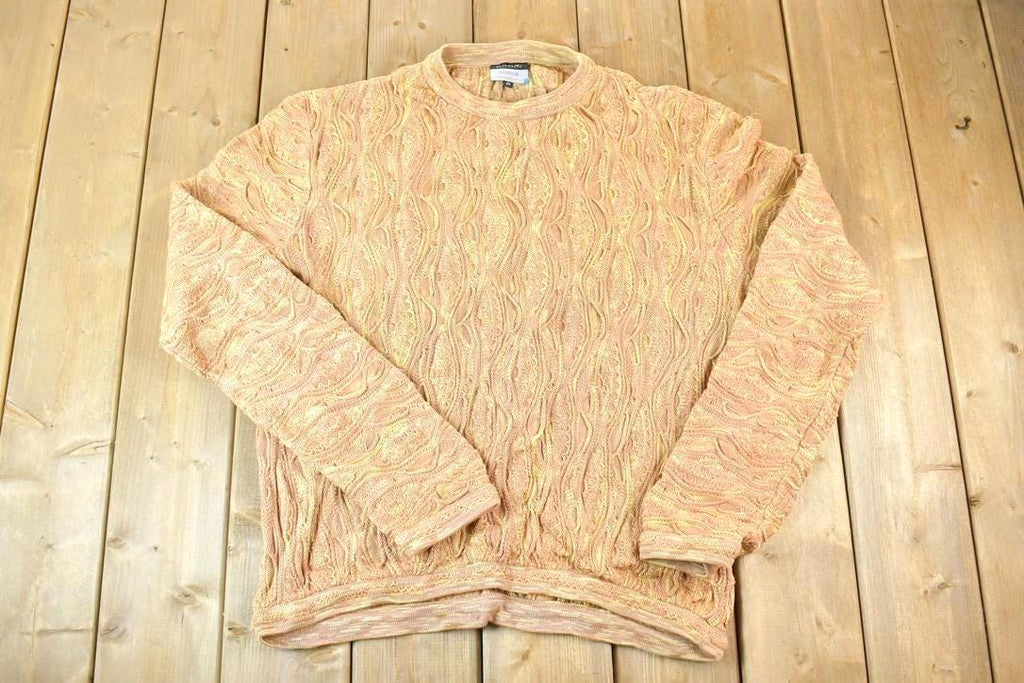 Vintage 1990s Coogi Made In Australia 3D knit 100% Cotton Abstract Pattern Crewneck Sweater