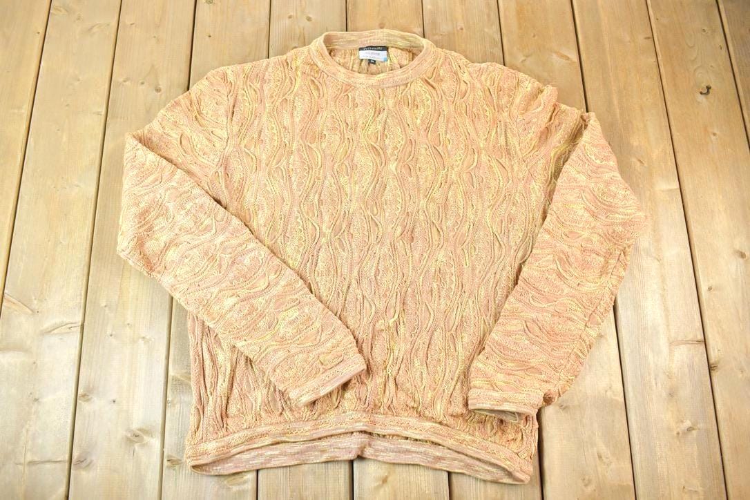 Vintage 1990s Coogi Made In Australia 3D knit 100% Cotton Abstract Pattern Crewneck Sweater