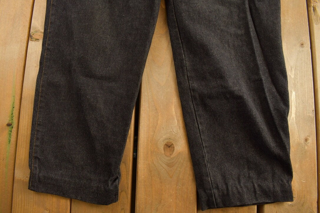 Vintage 1990s Serge De Nimes Black Denim Jean Overalls Size 38 x 29