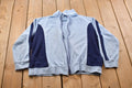 Vintage 1990s Blank Blue Colour Block Zip Up Sweatshirt