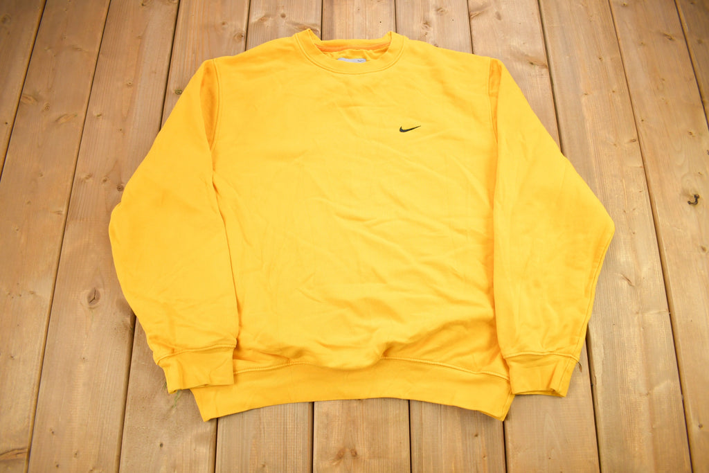 Vintage Y2K Nike Yellow Embroidered Mini Swoosh Crewneck Sweatshirt