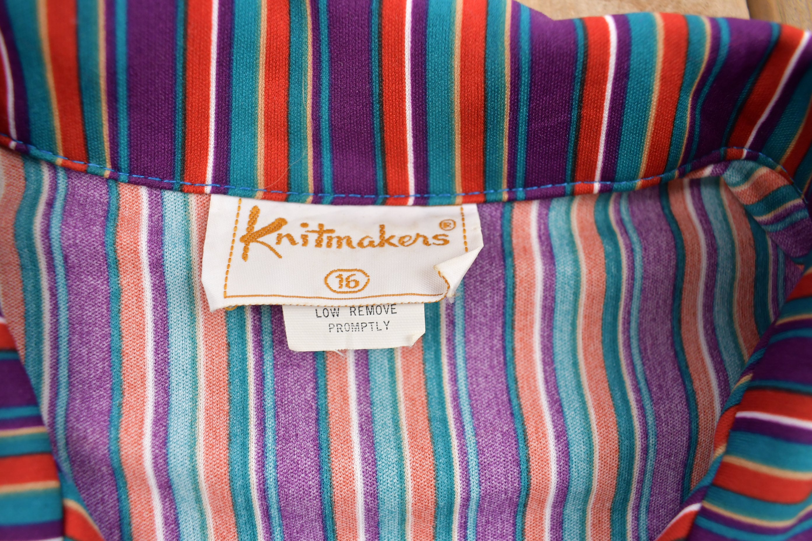 Vintage 1980s Knitmakers Colorful Striped Button Up Shirt