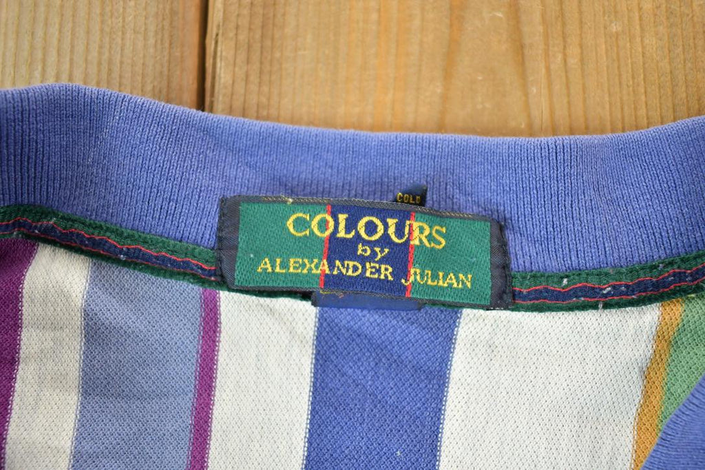 Vintage 1990's Colours By alexander Julian Striped Quarter Button Up Western Shirt Made In USA