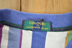 Vintage 1990's Colours By alexander Julian Striped Quarter Button Up Western Shirt Made In USA