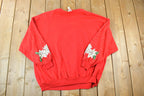 Vintage 1990s Poinsettia AOP Cute Crewneck Christmas Sweater
