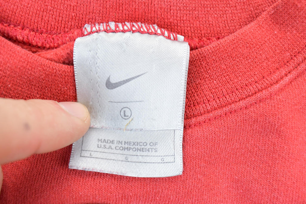 Vintage 1990s Red Nike Embroidered Mini Swoosh Crewneck Sweatshirt