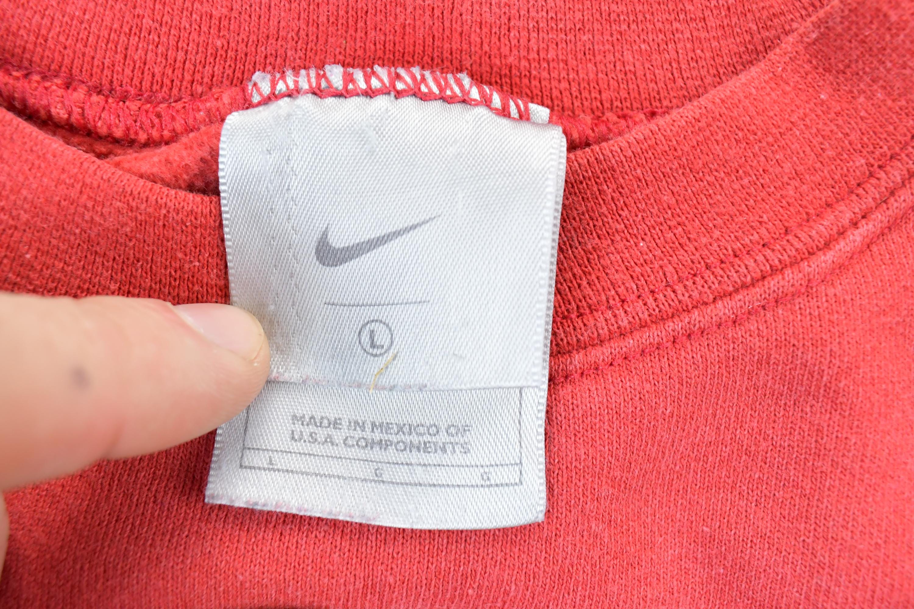 Vintage 1990s Red Nike Embroidered Mini Swoosh Crewneck Sweatshirt