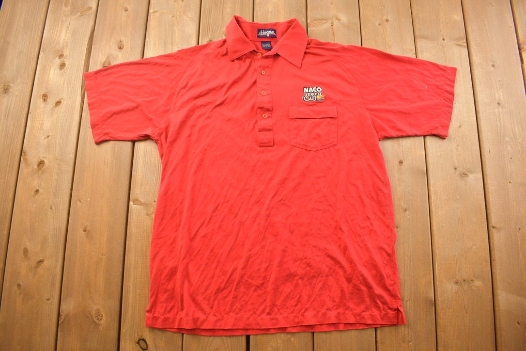 Vintage 1990s Naco Resort Club Travel Themed Collard Shirt