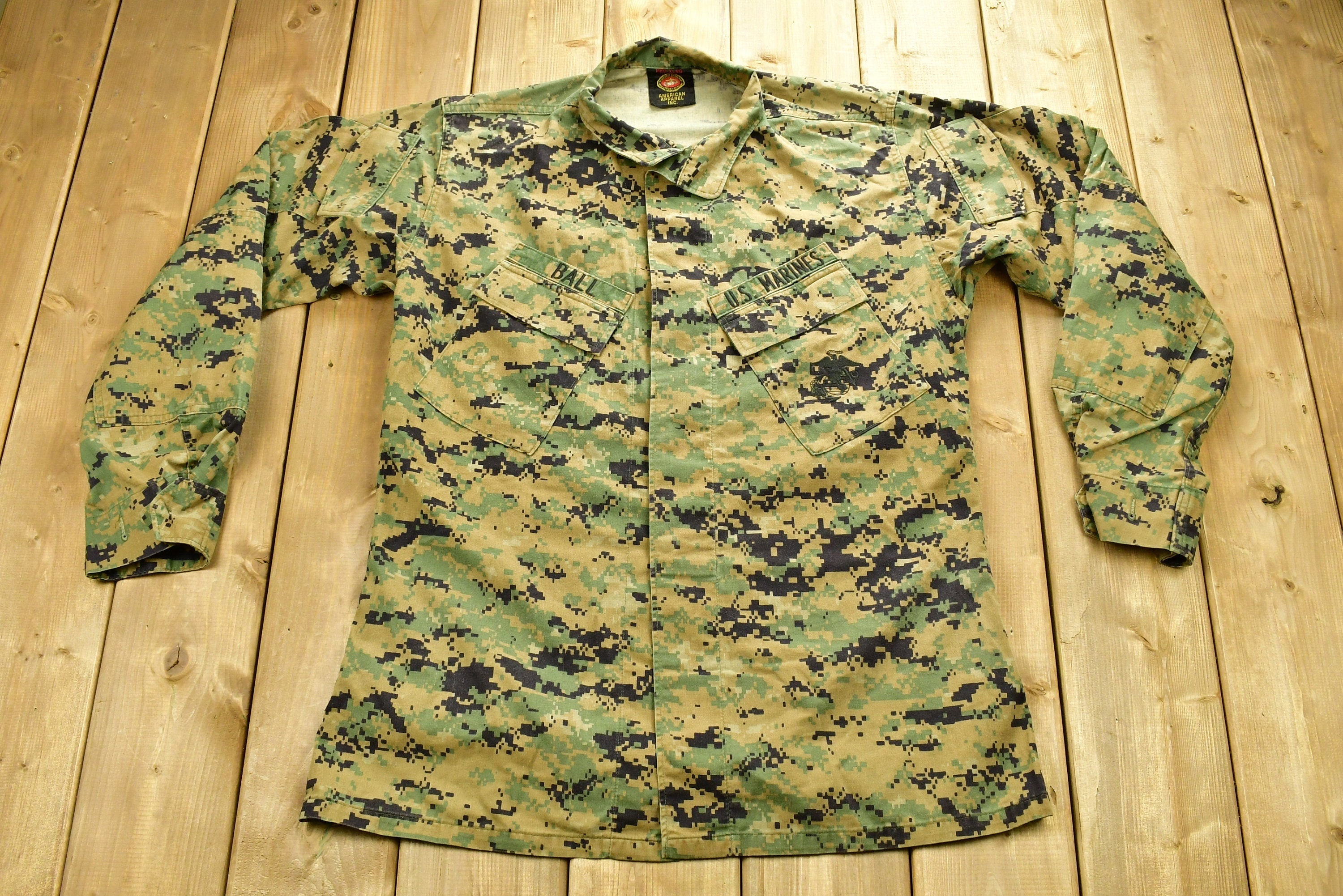 Vintage Marines Army Military Button Up Shirt