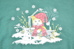 Vintage 1990s Cat Snowman Snow Cat Cute Crewneck Sweater