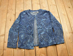 Vintage 1990s Tantrums Embroidered Abstract Pattern Denim Shirt