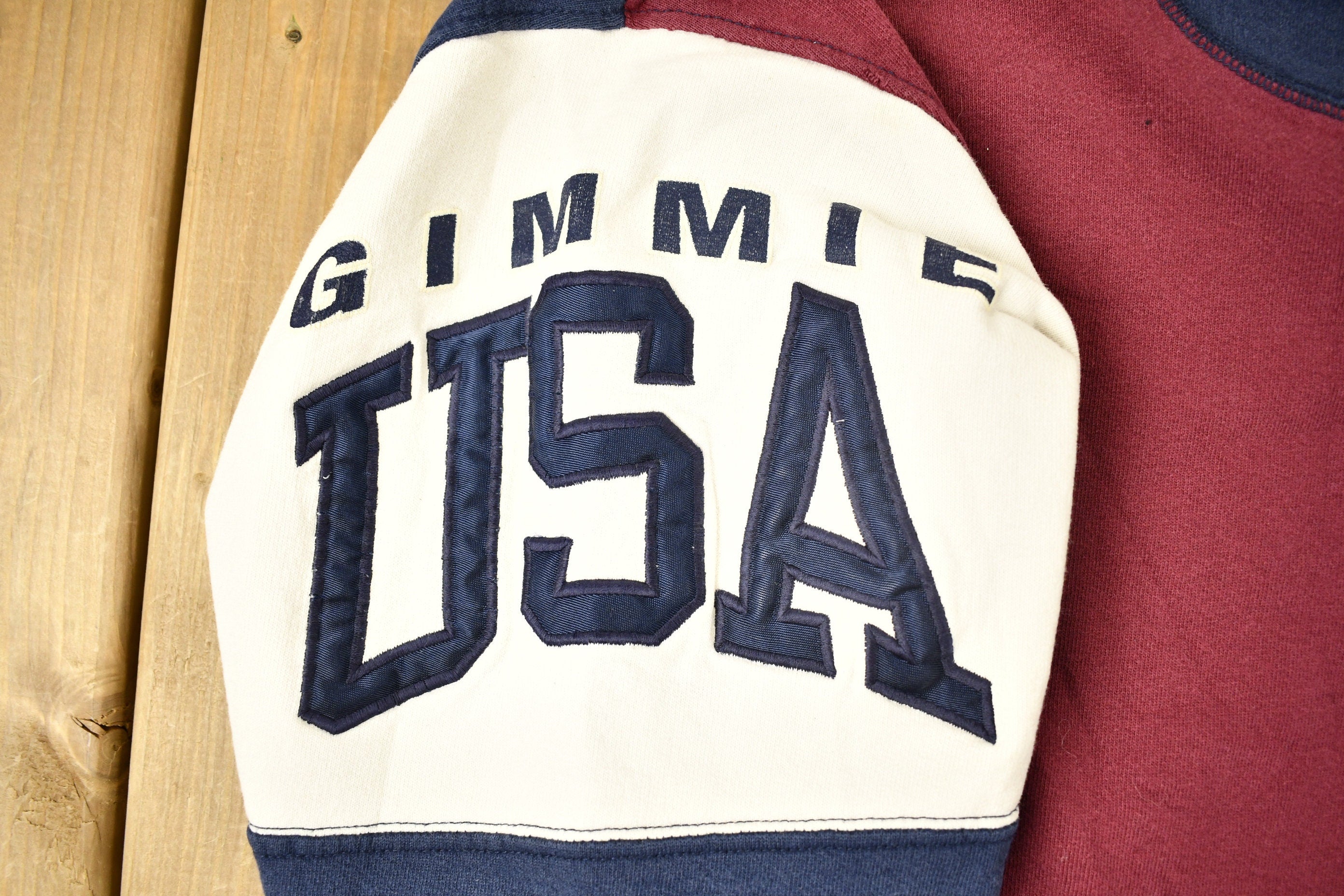 Vintage 1990s GiMmie USA Color Block Crewneck Sweatshirt