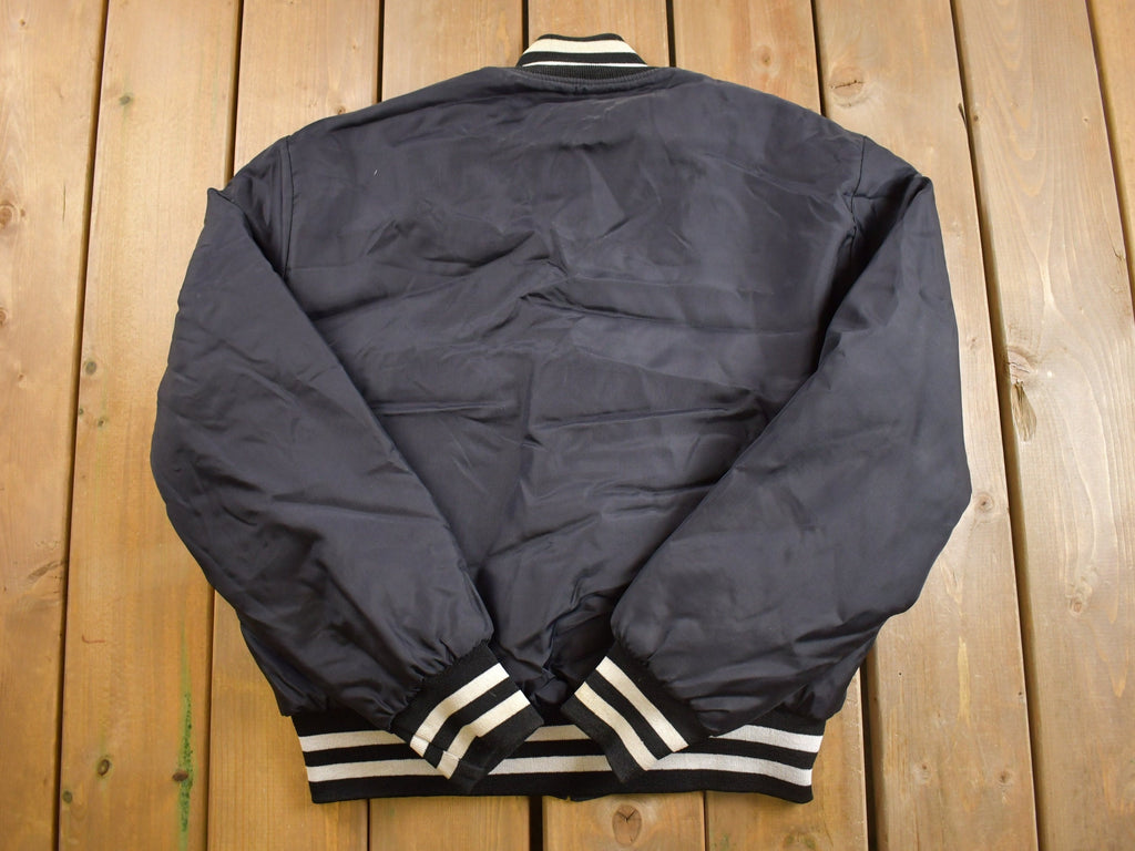Vintage 1990s Medinah Park Black Satin Bomber Jacket