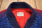 Vintage 1980s Chagall Plaid Knitted Cardigan Sweater Jacket