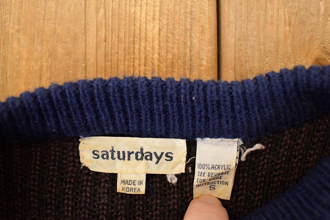 Vintage 1990s Saturdays Abstract Striped Knit Crewneck Sweater Men's M