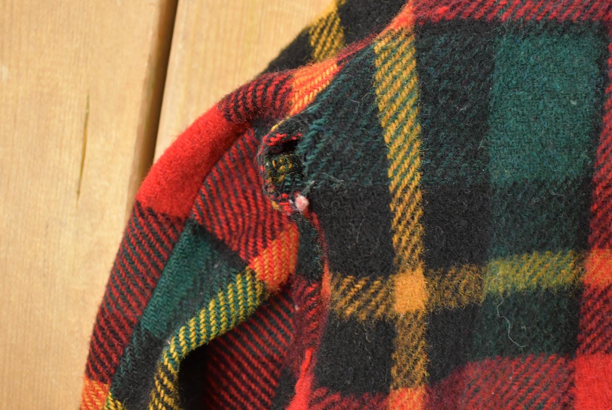 Vintage 1960s Red Plaid True Vintage Flannel Shirt Jacket Men's XL /