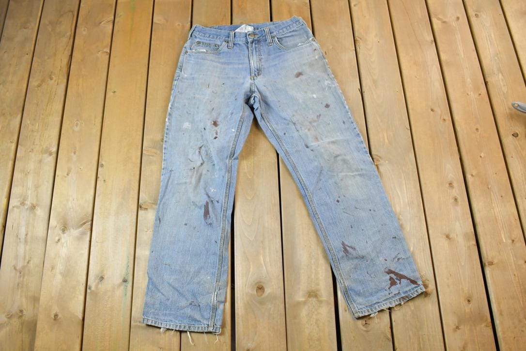 Vintage 1990s Carhartt Denim Distressed Jeans Size 32 x 32