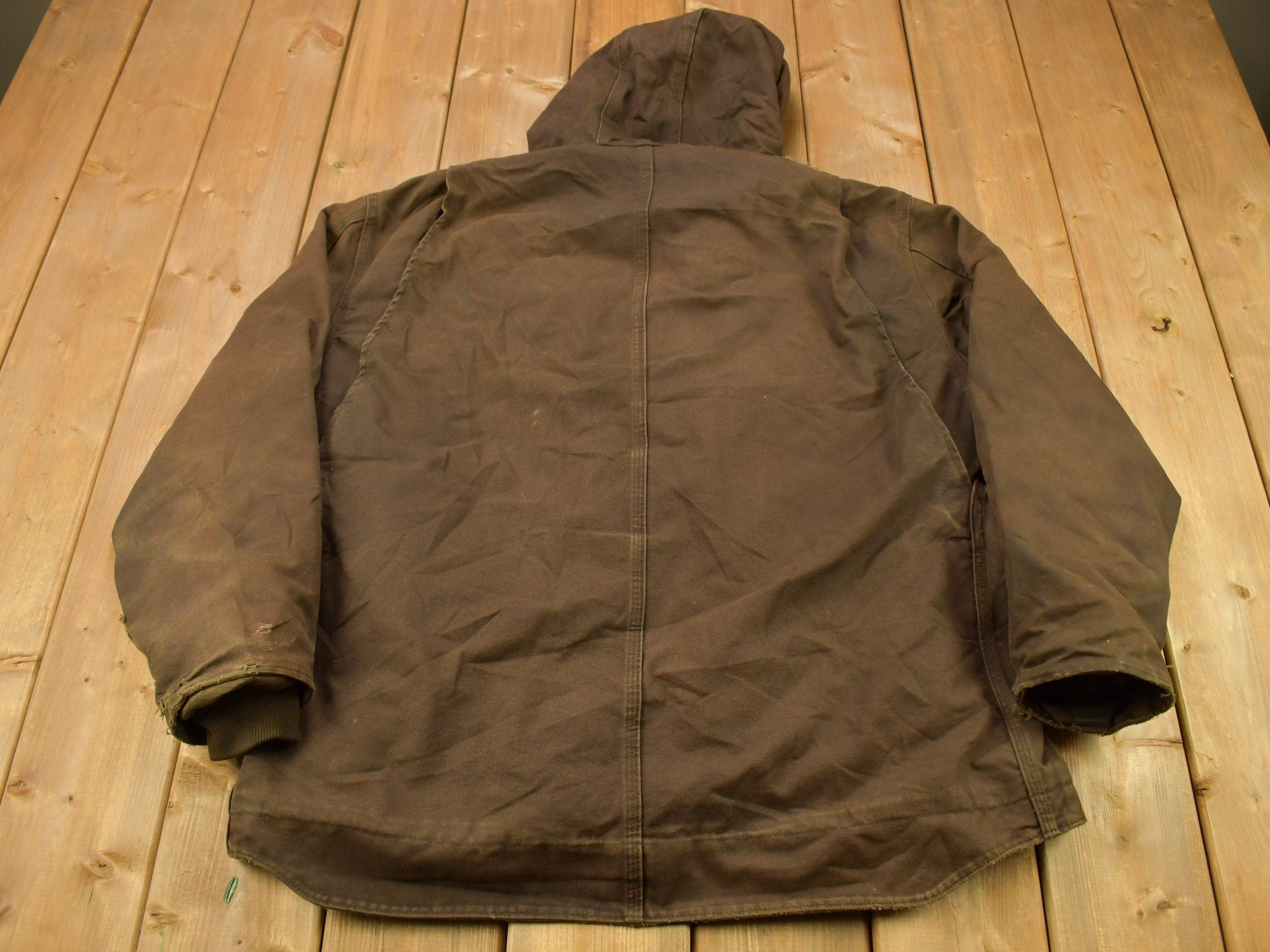 Vintage 1990s Carhartt Chocolate Brown Fleece Lined Work Jacket