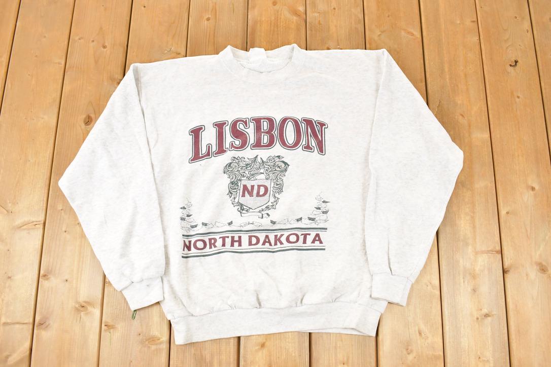 Vintage 1990s Lisbon North Dakota Crewneck Sweatshirt Men's L
