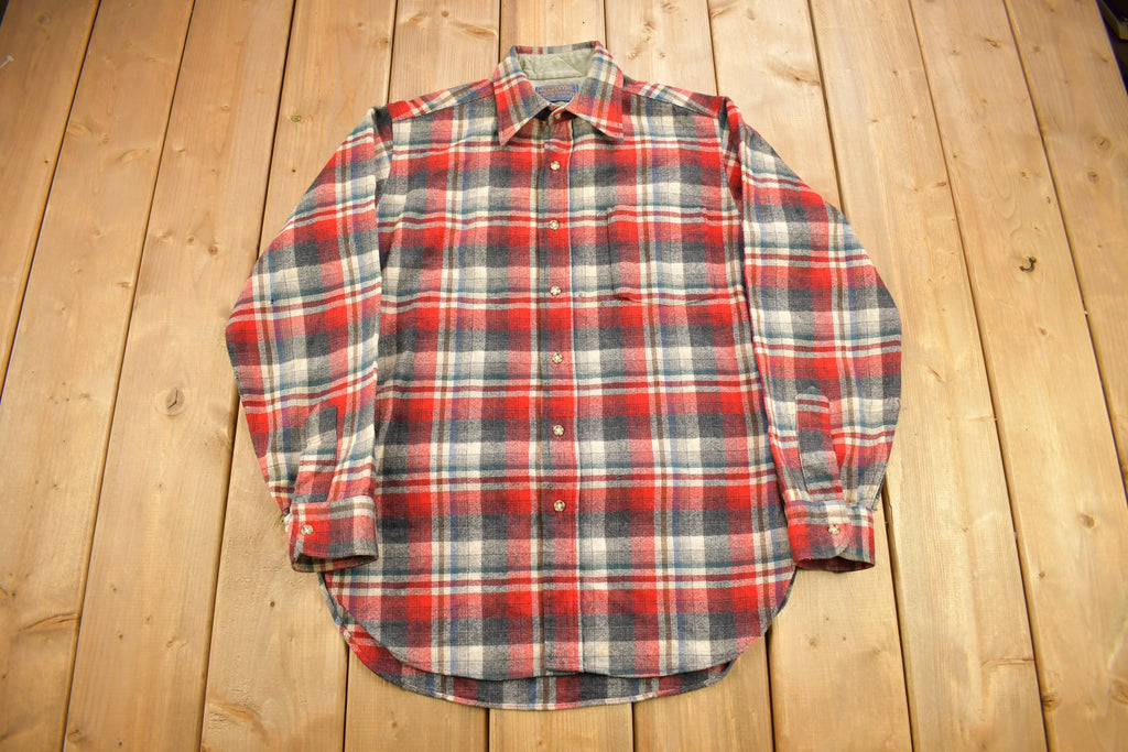 Vintage 1970s Pendleton Shadow Plaid Button Up Board Shirt