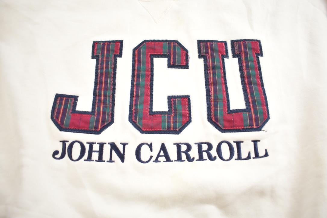 Vintage 1990s John Carroll University Embroidered Crewneck