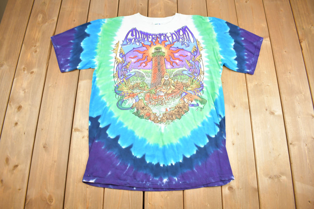 Vintage 2000 Grateful Dead Lighthouse Tie Dye Liquid Blue Band T Shirt